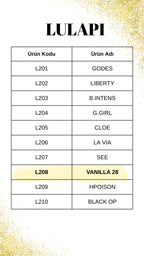 LULAPI L208 Vanilla 28 Esintili Kadın Parfüm 50ML – Tatlı Vanilya